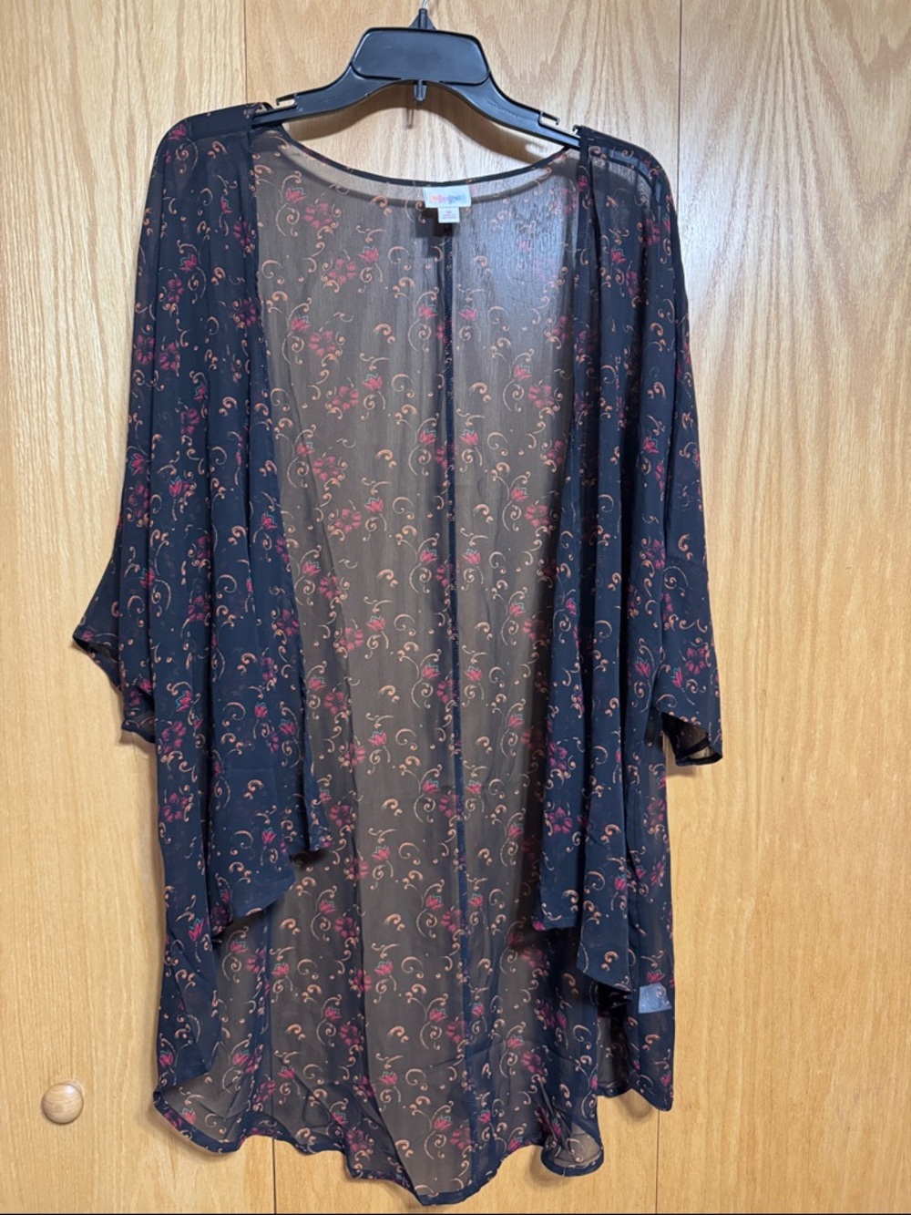 LuLaRoe Lindsay Black Floral Kimono